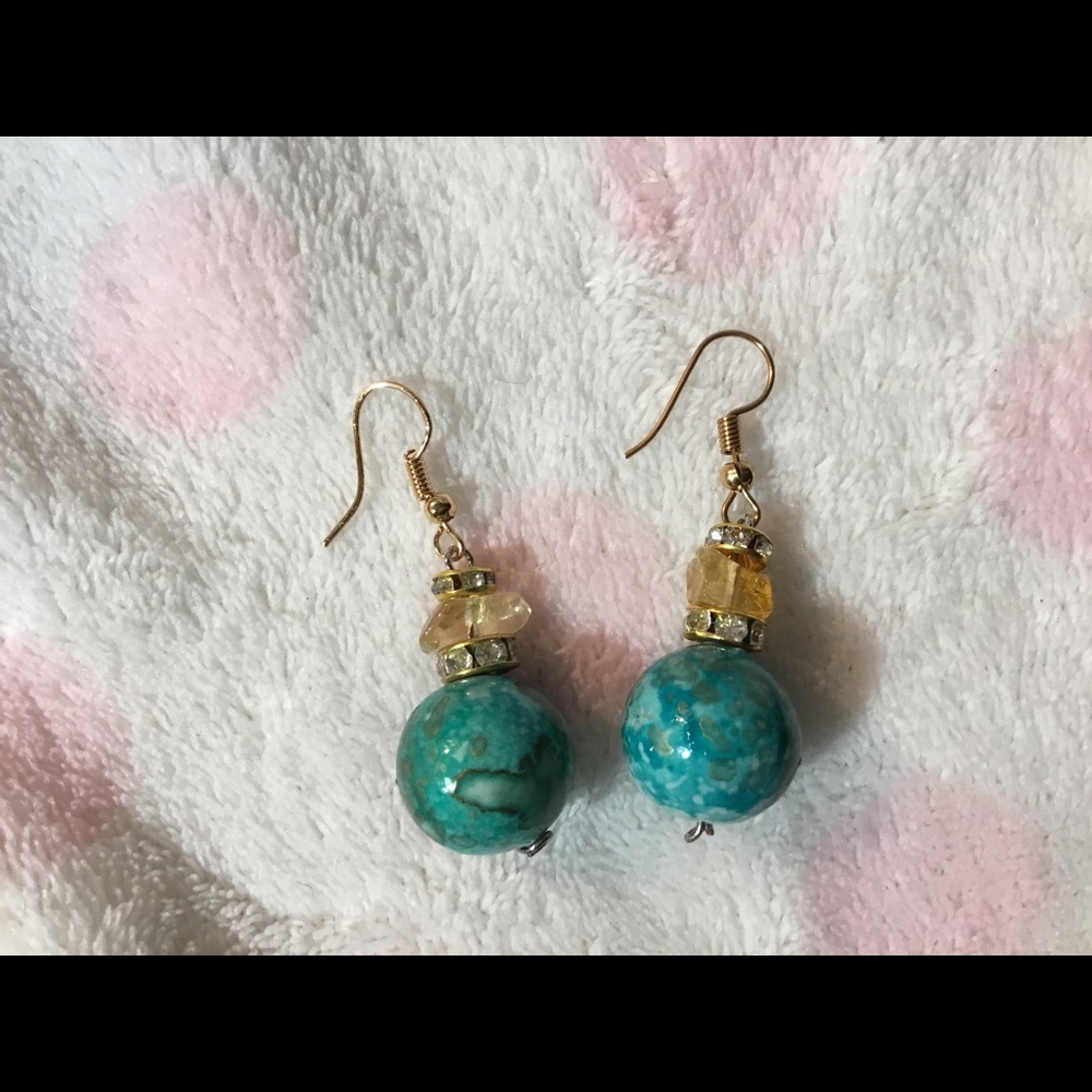 Citrine World Crystal Dangle Earrings 2"